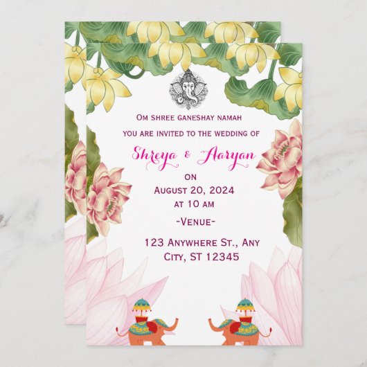 Indiase bruiloft uitnodiging (Voorkant / Achterkant)