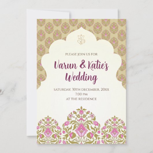 Indiase bruiloft uitnodiging Digitale Hindoe bruil (Voorkant)
