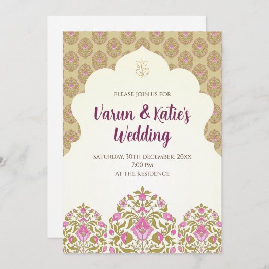 Indiase bruiloft uitnodiging Digitale Hindoe bruil (Voorkant / Achterkant)
