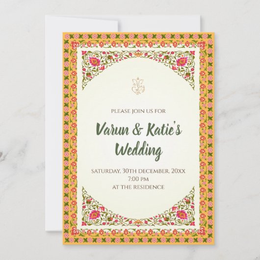 Indiase bruiloft uitnodiging Digitale Hindoe uitno (Voorkant)