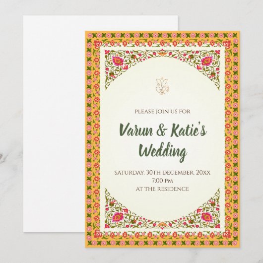 Indiase bruiloft uitnodiging Digitale Hindoe uitno (Voorkant / Achterkant)