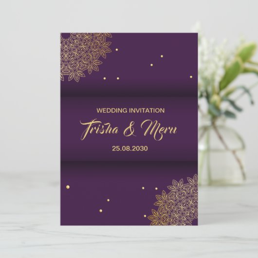 Indiase bruiloft uitnodiging etnische Mandala (Staand voorkant)