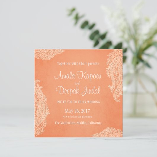 Indiase bruiloft uitnodiging, goud, Hindoe bruilof Kaart (Staand voorkant)