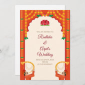 Indiase bruiloft uitnodiging & Hindoe bruiloft kaa (Voorkant / Achterkant)