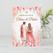 Indiase bruiloft uitnodiging Hindoe bruiloft uitno (Staand voorkant)