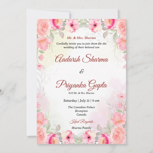 Indiase bruiloft uitnodiging Hindoe bruiloft uitno (Achterkant)