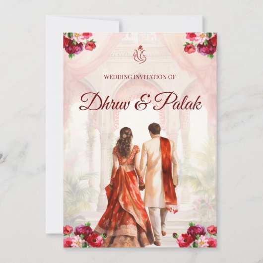 Indiase bruiloft uitnodiging Hindoe bruiloft uitno (Voorkant)