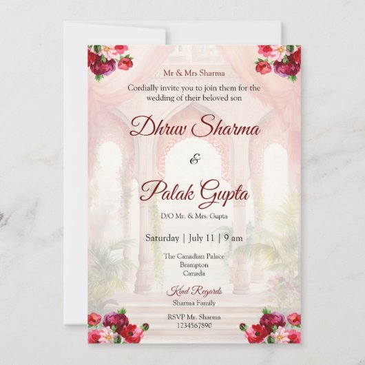 Indiase bruiloft uitnodiging Hindoe bruiloft uitno (Achterkant)