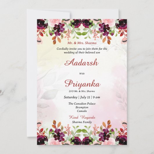 Indiase bruiloft uitnodiging Hindoe bruiloft uitno (Achterkant)