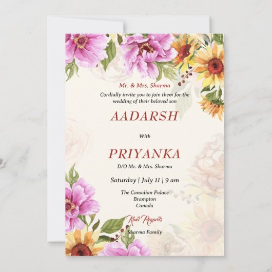 Indiase bruiloft uitnodiging Hindoe bruiloft uitno (Achterkant)