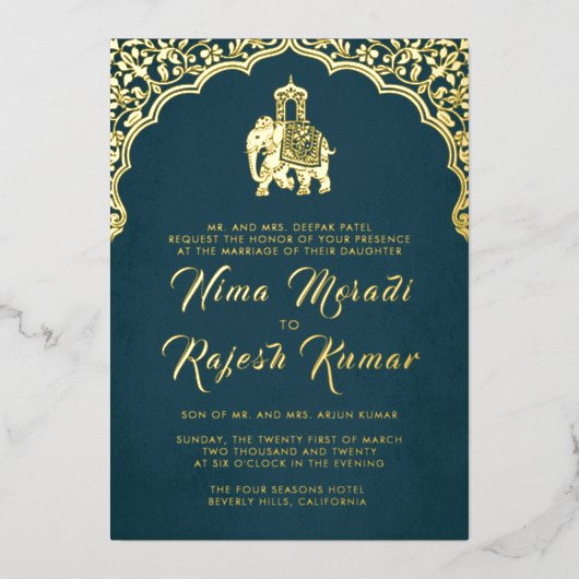 Indiase bruiloft uitnodiging rood goud Ganesha (Voorkant)