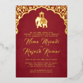 Indiase bruiloft uitnodiging rood goud Ganesha (Voorkant)