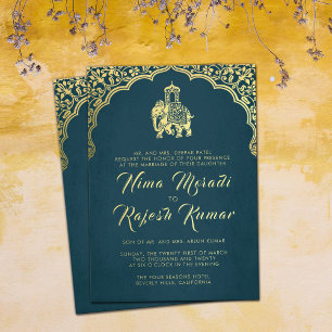 Indiase bruiloft uitnodiging rood goud Ganesha