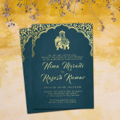 Indiase bruiloft uitnodiging rood goud Ganesha