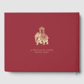 Indiase bruiloft uitnodiging, rood, goud, ganesha gastenboek (Achterkant)