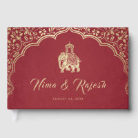 Indiase bruiloft uitnodiging, rood, goud, ganesha
