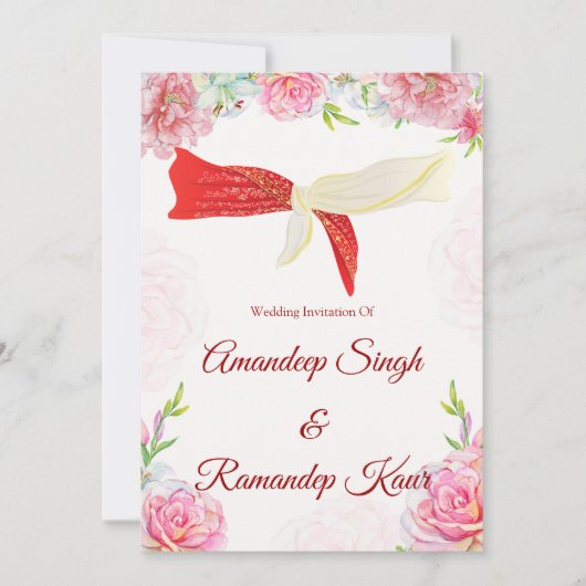 Indiase bruiloft uitnodiging Sikh bruiloft uitnodi (Voorkant)