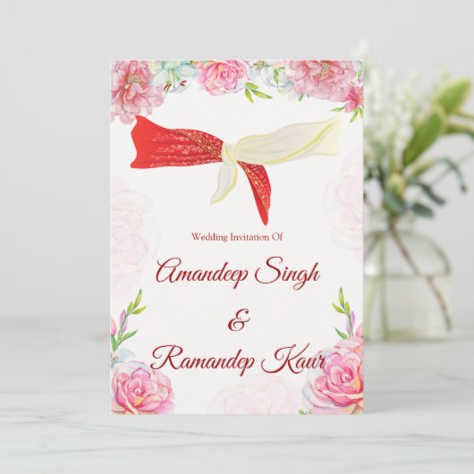 Indiase bruiloft uitnodiging Sikh bruiloft uitnodi (Staand voorkant)