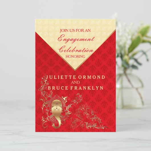 Indiase bruiloft - Uitnodiging voor verlovingsfees (Staand voorkant)