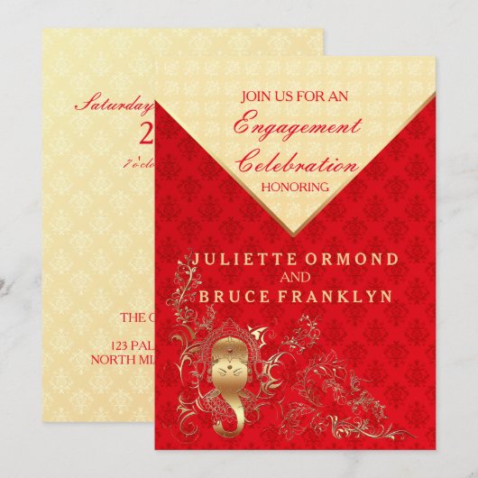 Indiase bruiloft - Uitnodiging voor verlovingsfees (Voorkant / Achterkant)