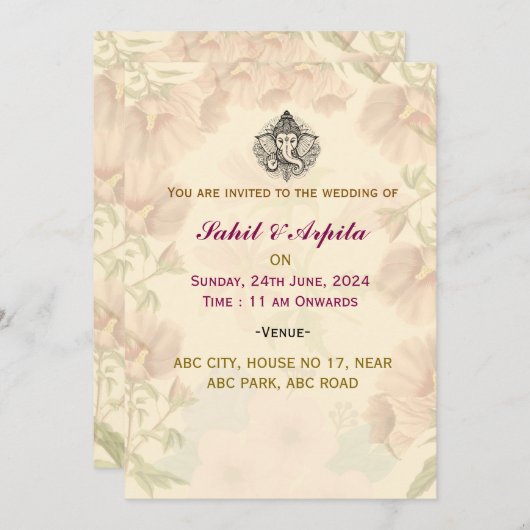 Indiase bruiloft uitnodigingen (Voorkant / Achterkant)