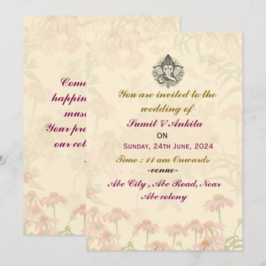 Indiase bruiloft uitnodigingen (Voorkant / Achterkant)