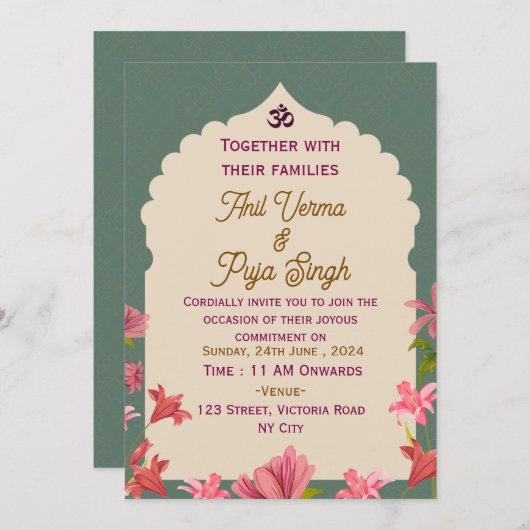 Indiase bruiloft uitnodigingen (Voorkant / Achterkant)