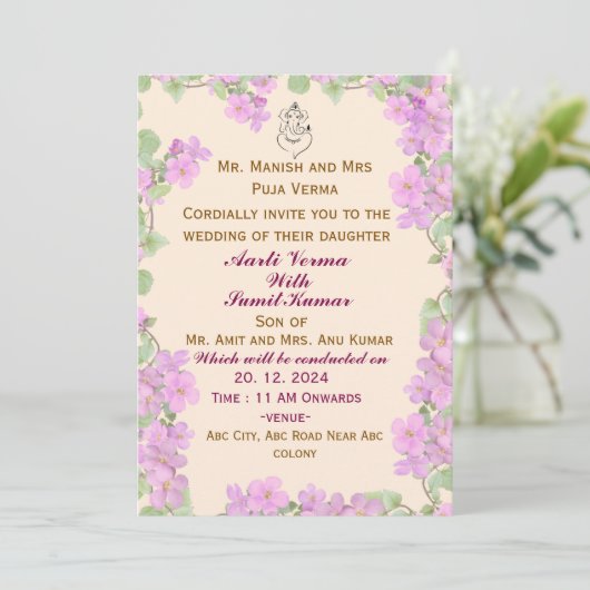 Indiase bruiloft uitnodigingen (Staand voorkant)