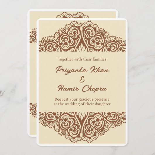 Indiase bruiloft uitnodigingen henna (Voorkant / Achterkant)