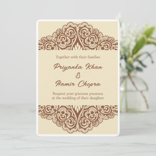 Indiase bruiloft uitnodigingen henna (Staand voorkant)