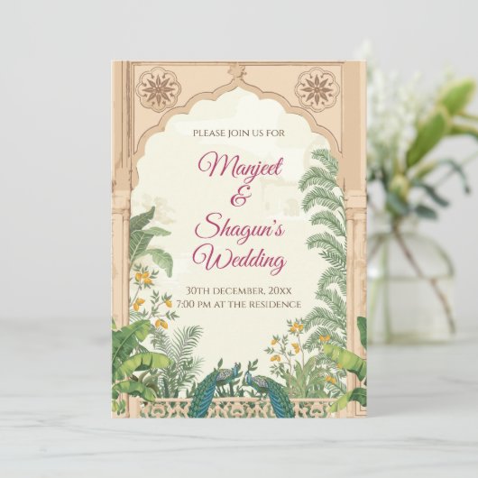 Indiase bruiloft uitnodigingen & Hindoe trouwkaart (Staand voorkant)