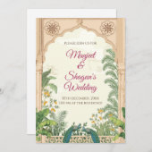 Indiase bruiloft uitnodigingen & Hindoe trouwkaart (Voorkant / Achterkant)