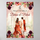 Indiase bruiloft welkom teken Hindoe paar signage Poster (Voorkant)