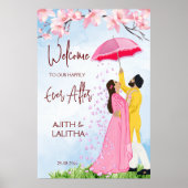 Indiase bruiloft welkom teken paar met paraplu poster (Voorkant)