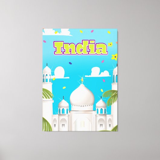 Indiase Cartoon reisafdruk. Canvas Afdruk (Voorkant)