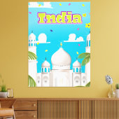 Indiase Cartoon reisafdruk. Canvas Afdruk (Insitu (Woonkamer))