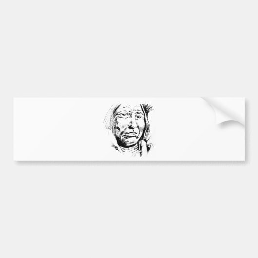 Indiase Chief Ink Sketch Motivatie Bumpersticker (Voorkant)