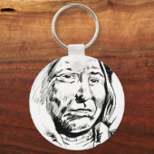 Indiase Chief Ink Sketch Motivatie Sleutelhanger (Voorkant)