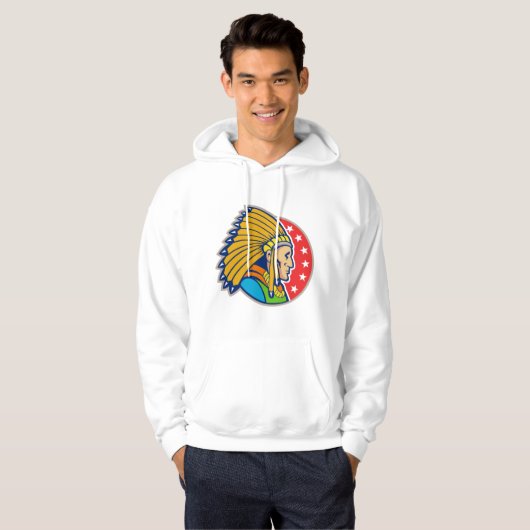 Indiase Chief Mannen Hoodie (Voorkant volledig)
