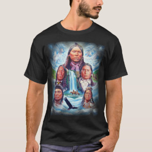 Indiase Chiefs Native Americans Mannen Sjabloon Zw T-shirt