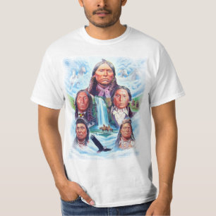Indiase Chiefs Native Americans Mannen Witte Waard T-shirt