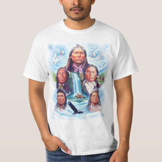Indiase Chiefs Native Americans Mannen Witte Waard T-shirt (Voorkant)