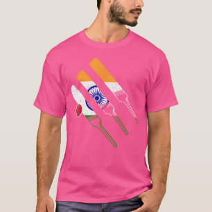 Indiase Cricket vlag voor een Cricket speler auto T-shirt