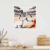 Indiase cricketspeler - Archief cricketprint Poster (Keuken)