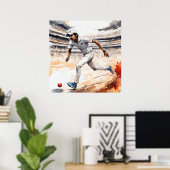 Indiase cricketspeler - Archief cricketprint Poster (Thuiskantoor)
