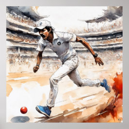 Indiase cricketspeler - Archief cricketprint Poster