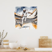 Indiase cricketspeler - Archief cricketprint Poster (Keuken)