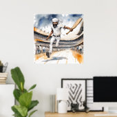 Indiase cricketspeler - Archief cricketprint Poster (Thuiskantoor)