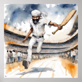 Indiase cricketspeler - Archief cricketprint Poster