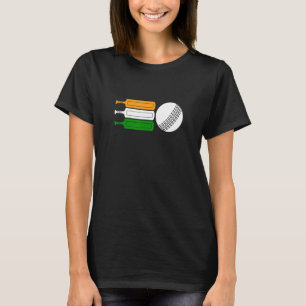 Indiase Cricketspeler Bal Indiase Vlag Cricketteam T-shirt